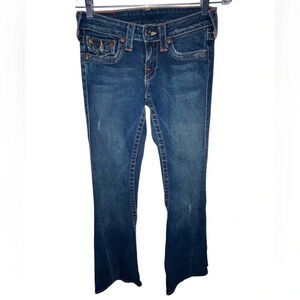 True Religion Joey Flare Distressed Jeans Women’s Size 26 Low Rise Y2K CA#30427
